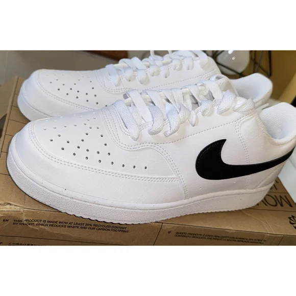 ❤️Nike  Court Vision Low Sneakers - White/Black/White - 8.5Men or Women’s 10 - Picture 4 of 10